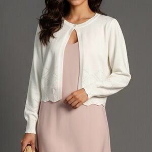 NEW Cream Ivory Soft Knit Cropped Cardigan Sweater Size Medium Balletcore